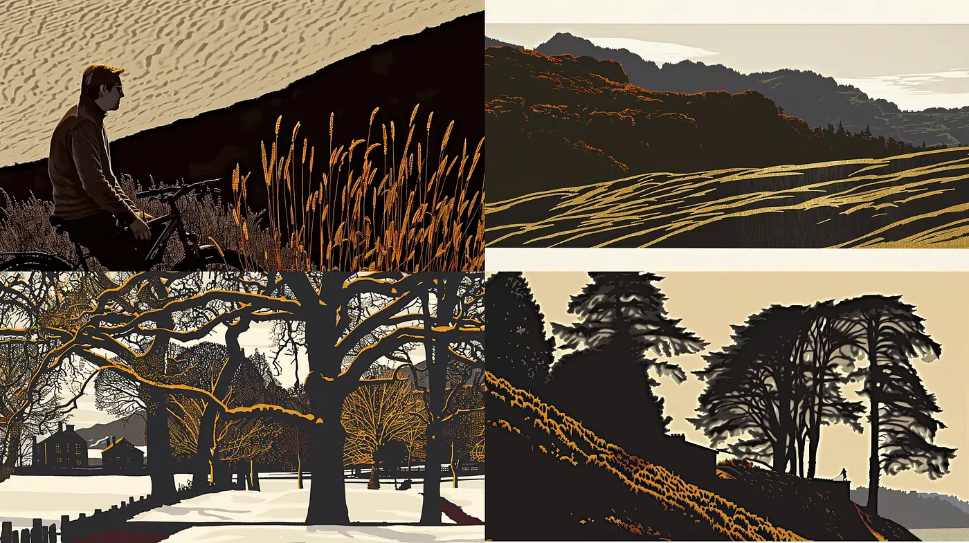 Monochromatic Twilight: A Dusky Silhouette Art Style with Nostalgic Undertones - Midjourney sref style
