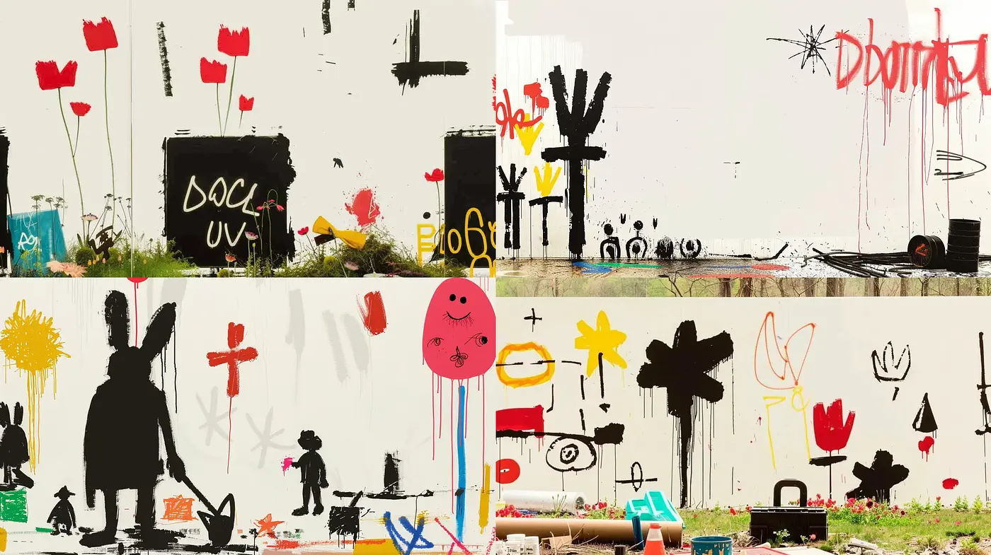 Abstract Expressionist Graffiti Fusion with Street Art Vivacity - Midjourney sref style