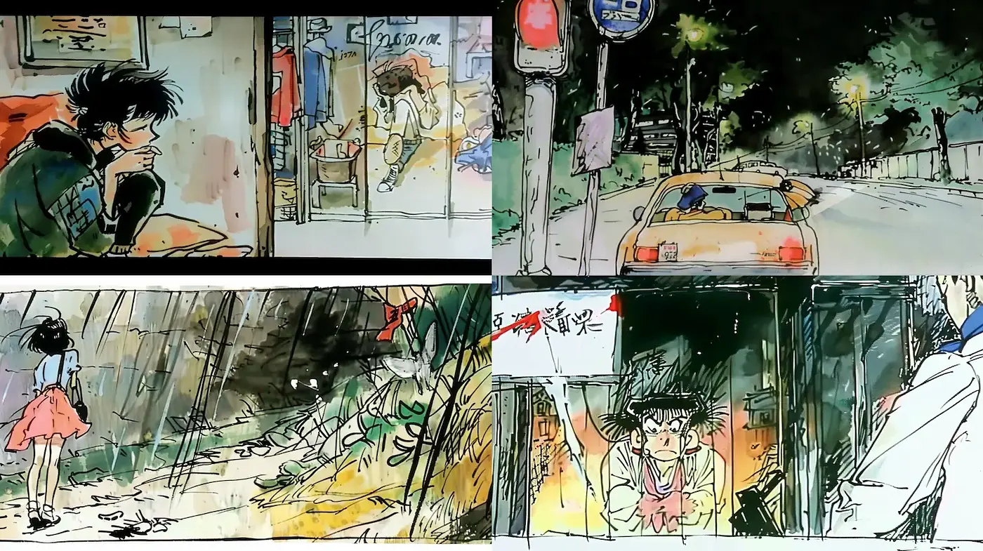 Dynamic and expressive watercolor style with urban influences - Midjourney sref style