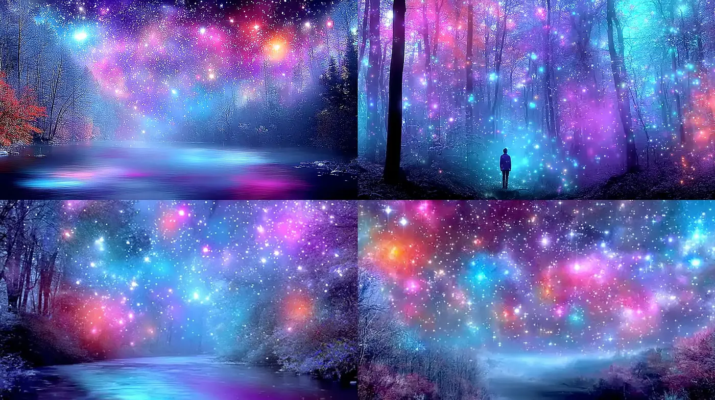 Cosmic Dreamscape with Ethereal Lighting and Mystical Flora - Midjourney sref style