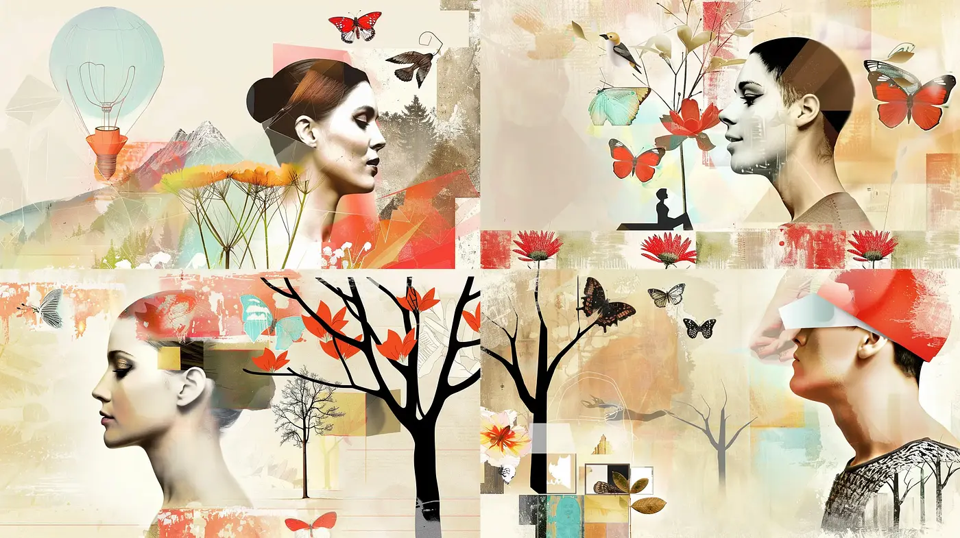 Surreal Collage of Nature and Humanity - Midjourney sref style