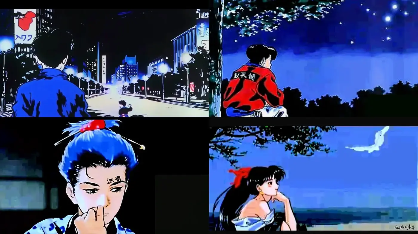 Vibrant yet Melancholic Anime Aesthetic with Urban Nightscapes - Midjourney sref style