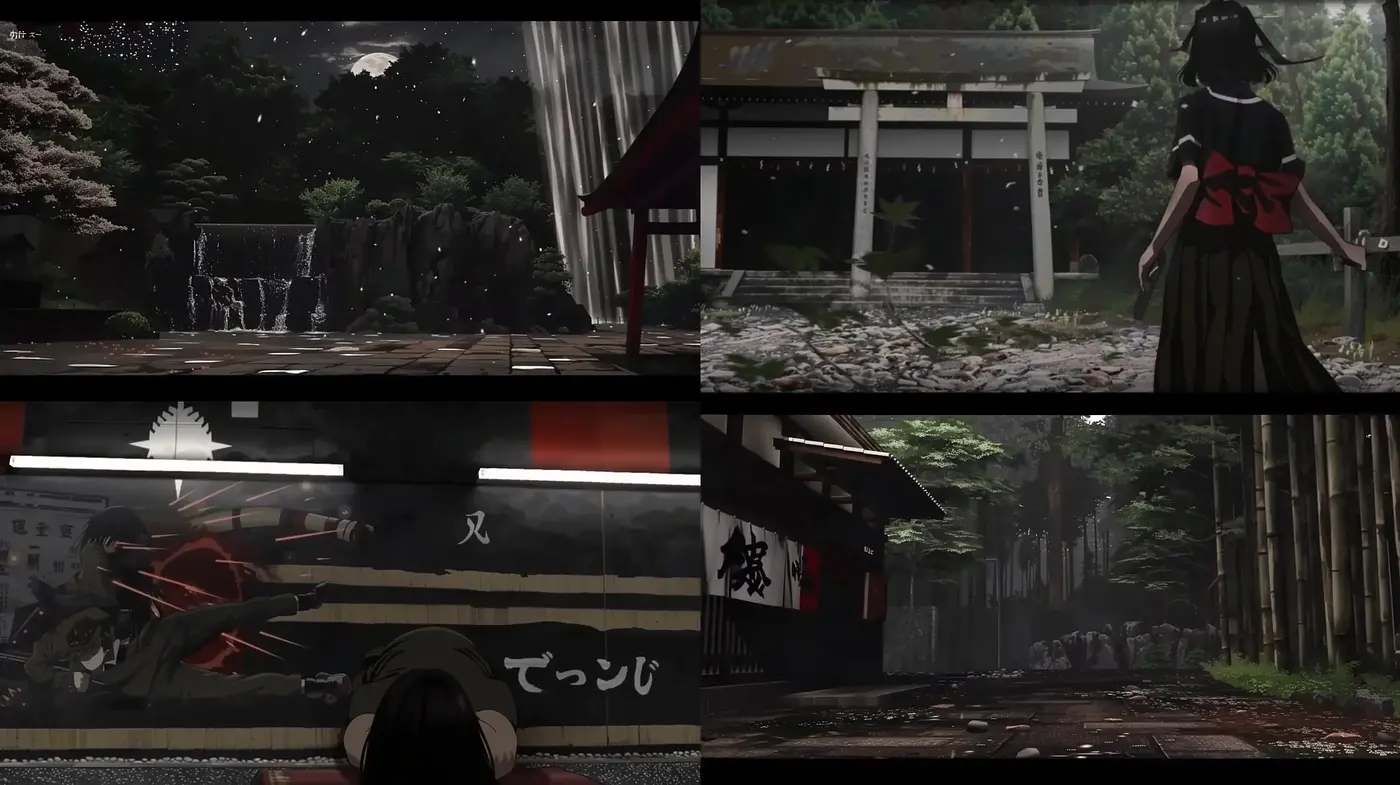 Tranquil Serenity in Monochromatic Anime-Inspired Scenes - Midjourney sref style