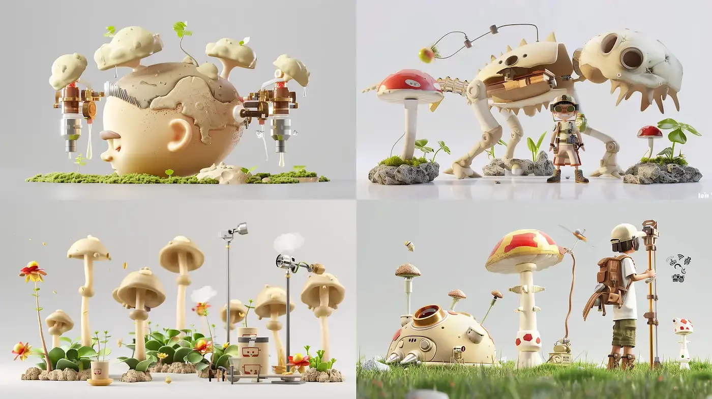 Organically Whimsical Surrealism with a Playful Aesthetic - Midjourney sref style