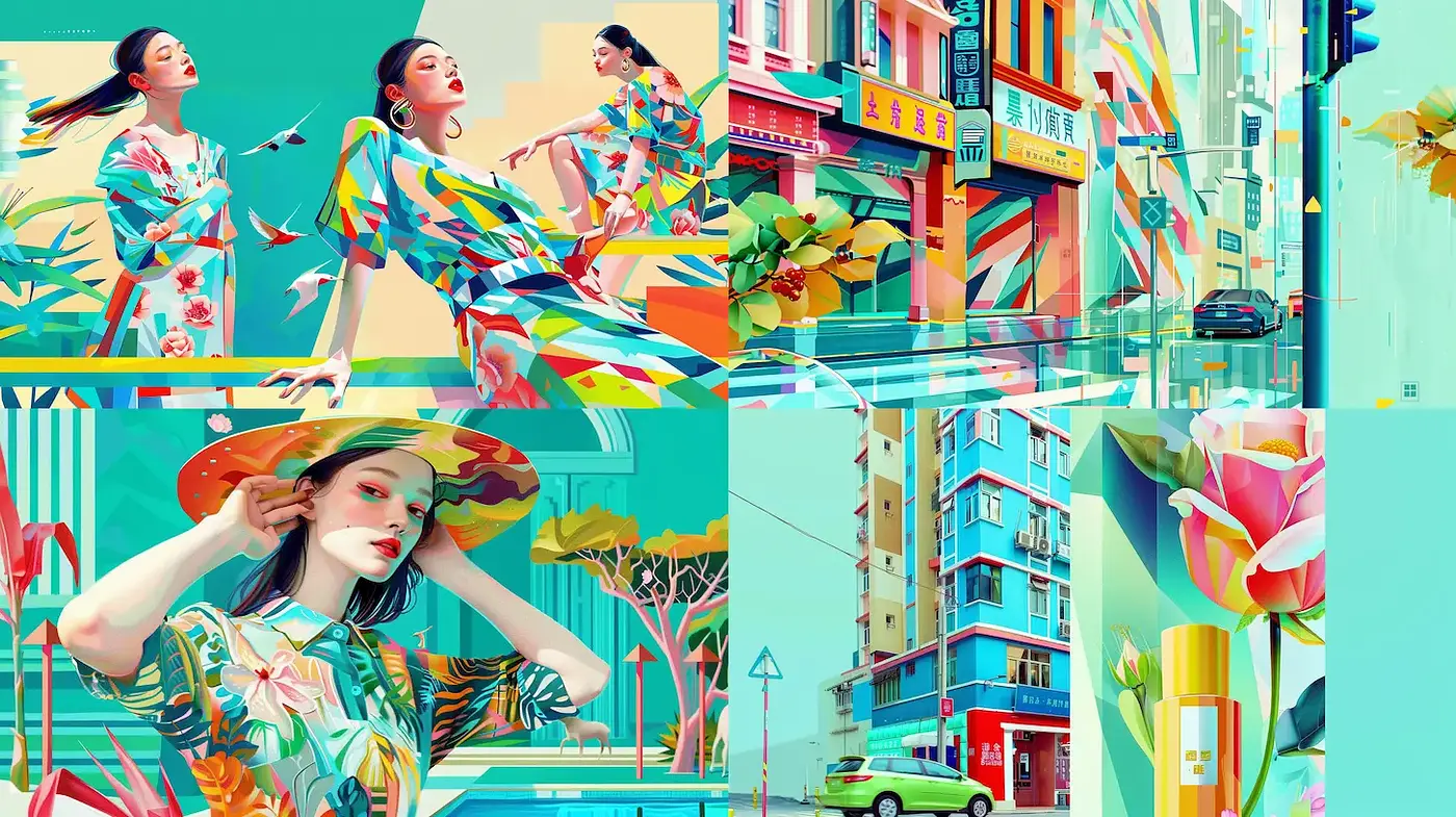 Vibrant Urban Aesthetics with Tropical Influences - Midjourney sref style