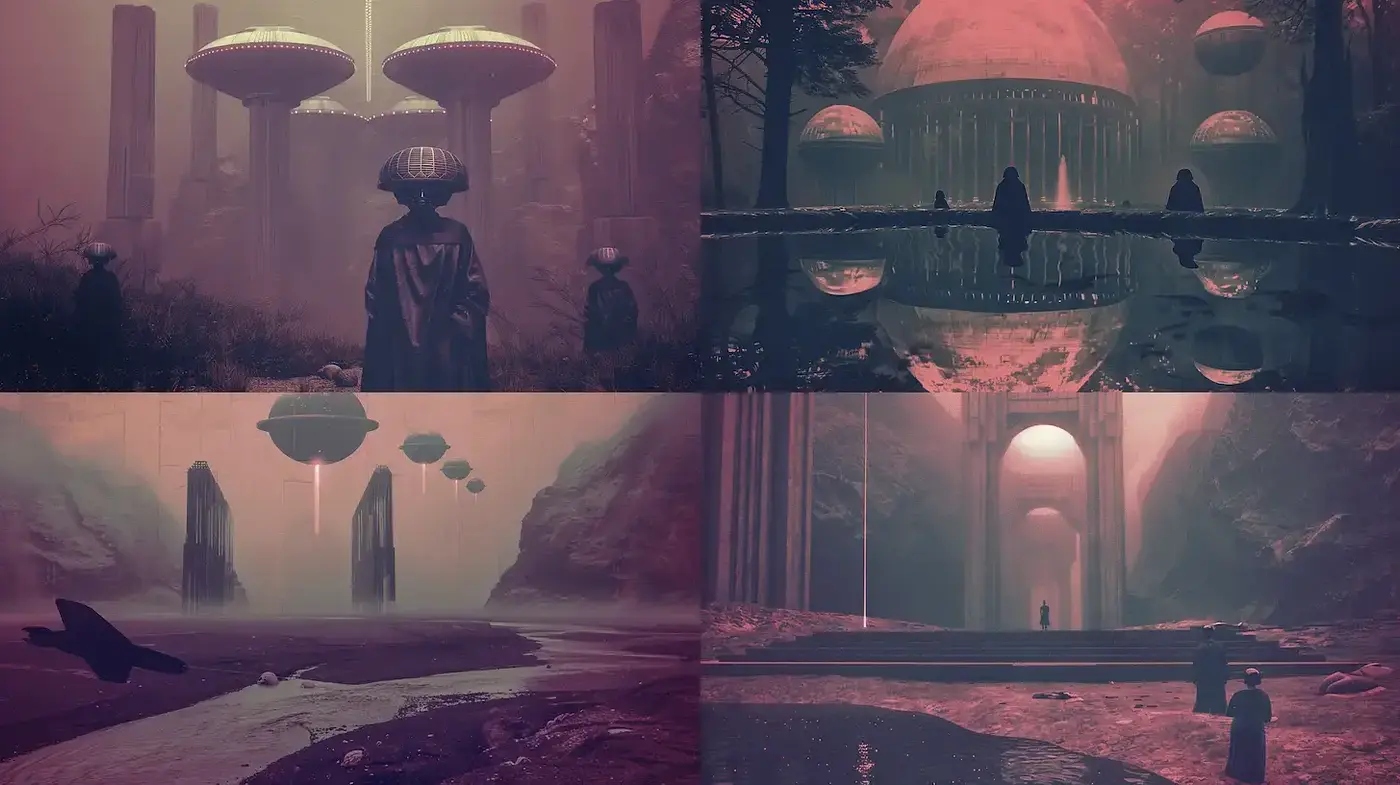Ethereal Sci-Fi Aesthetics with a Surreal Touch - Midjourney sref style