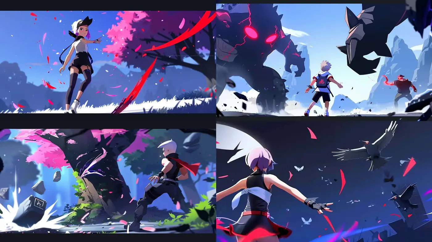Vibrant Action-Packed Fantasy Illustration Fusion - Midjourney sref style