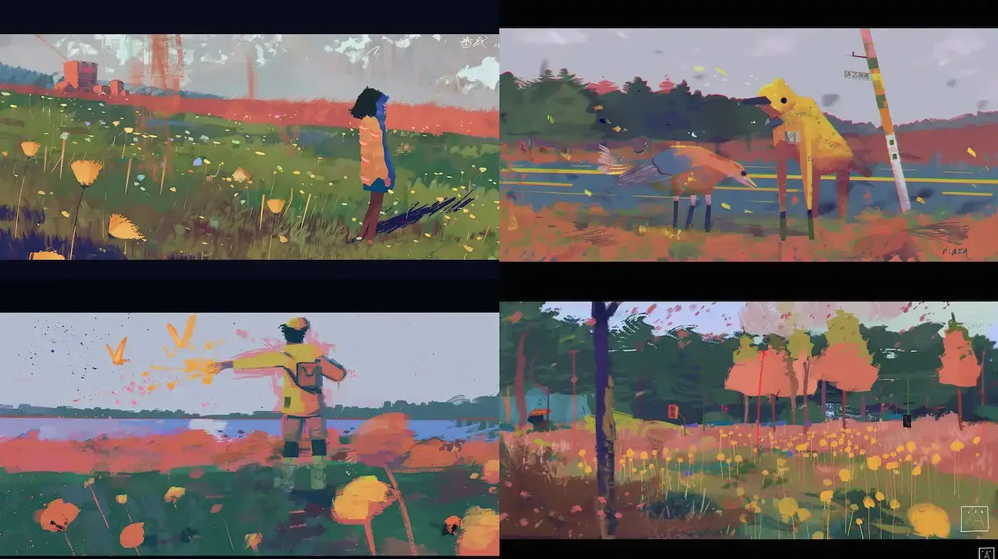 Vibrant and Expressive Illustrative Style with a Whimsical Atmosphere - Midjourney sref style