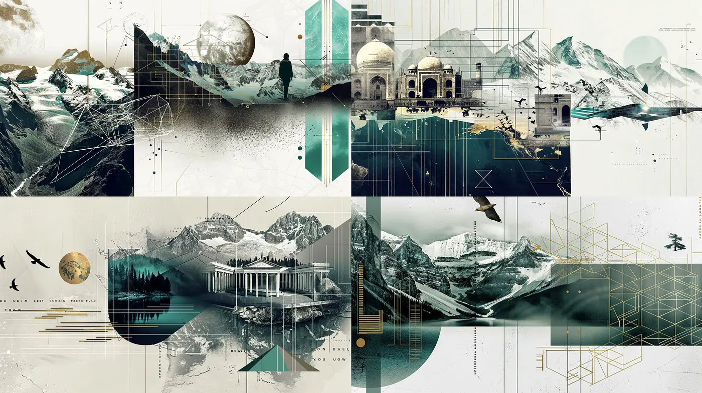 Geometric Abstraction in Ethereal Landscapes - Midjourney sref style