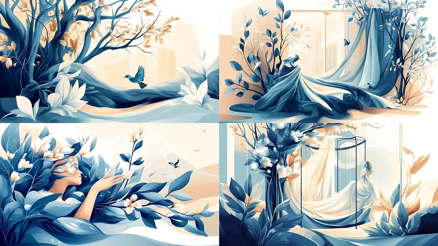 Serene Nature-Inspired Aesthetic with a Dreamlike Art Nouveau Twist - Midjourney sref style