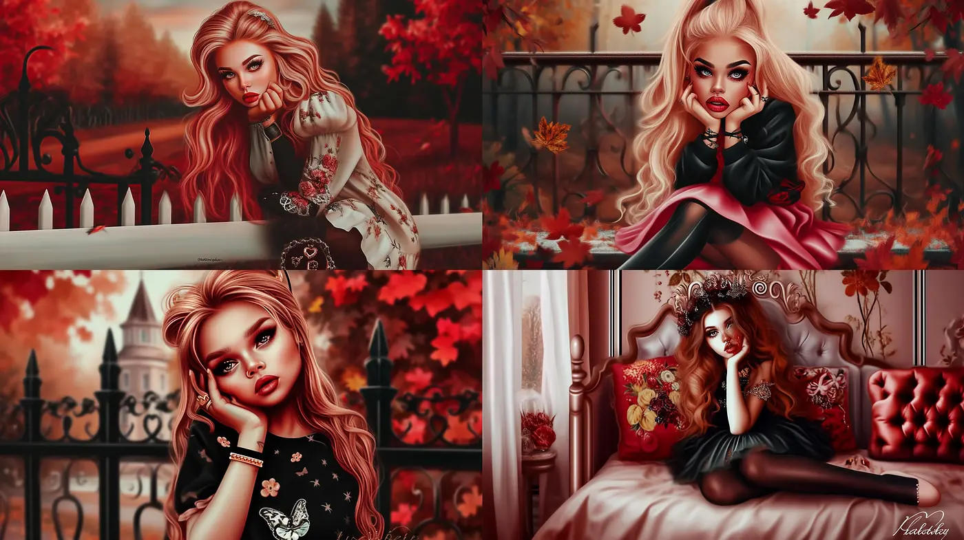 Autumnal Elegance in Digital Brushwork: A Fusion of Warm Hues and Stylized Textures - Midjourney sref style