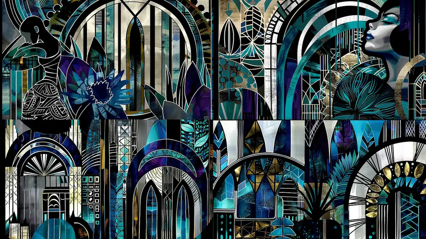 Intricate Art Deco Elegance with a Modern Twist - Midjourney sref style