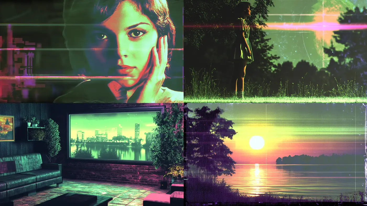 Neon-Drenched Retrofuturistic Dreamscape - Midjourney sref style