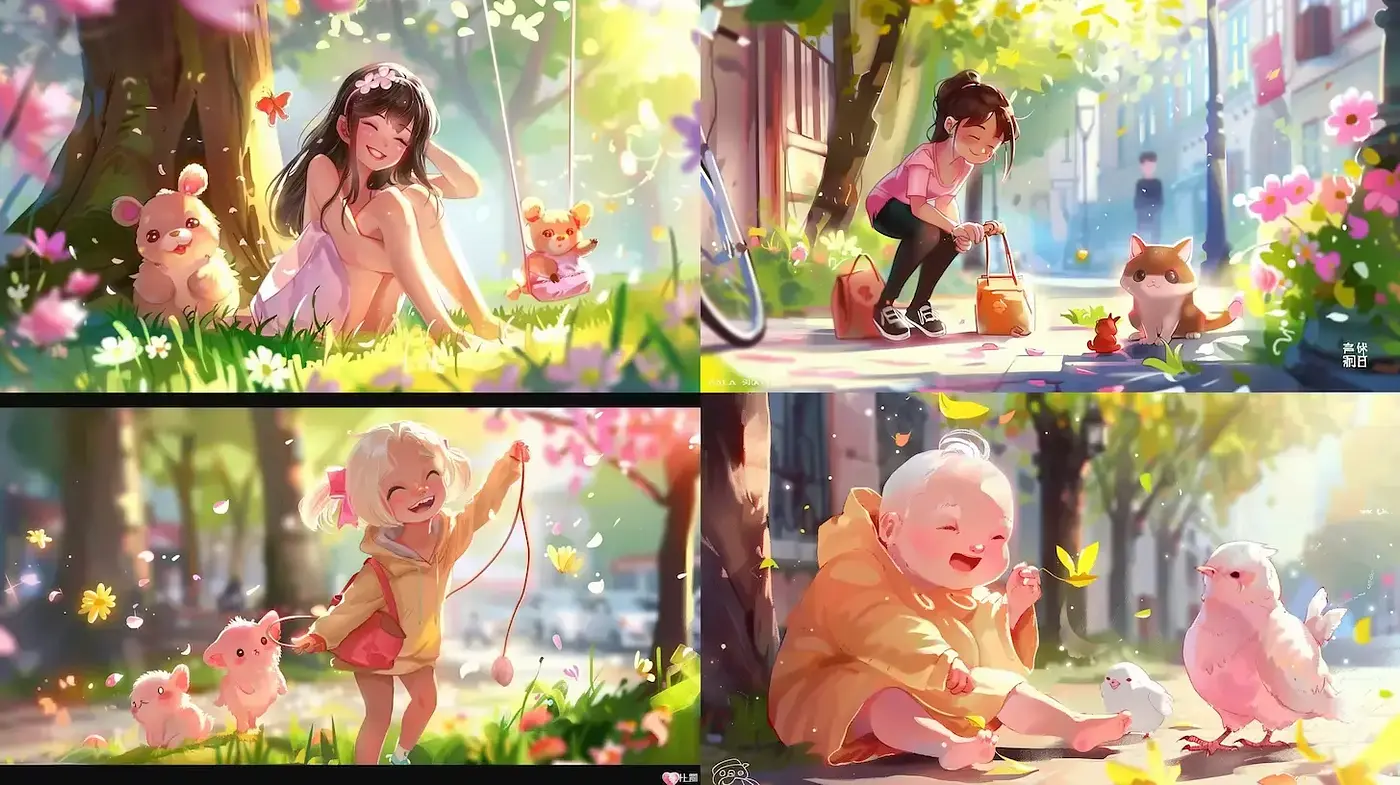 Charming and whimsical illustration style with vibrant colors and playful characters - Midjourney sref style