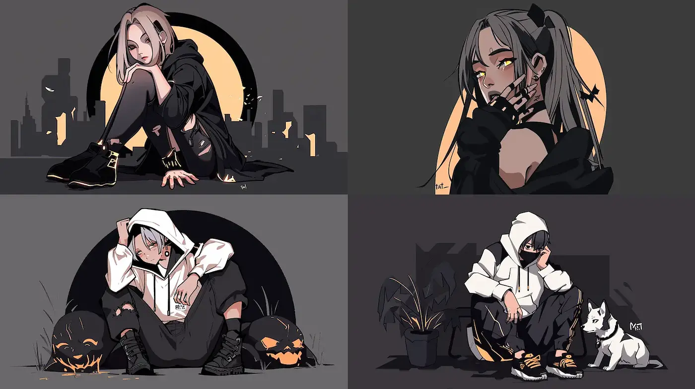 Urban Gothic with a Modern Anime Aesthetic - Midjourney sref style
