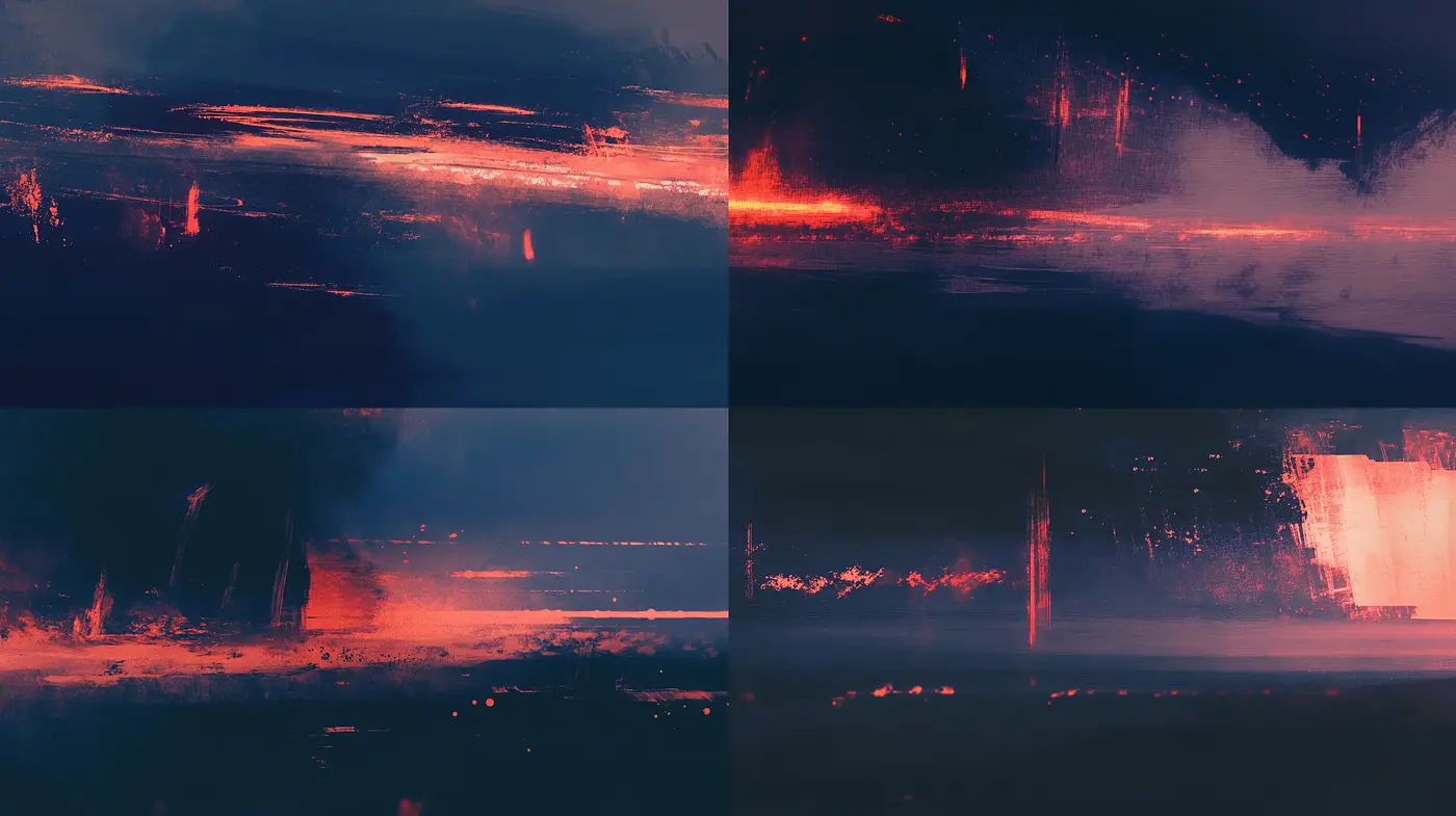 Abstract Nocturnal Horizon: A Study in Textured Ambiance - Midjourney sref style