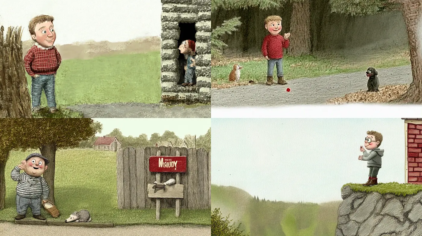 Charming and Whimsical Illustrations with a Playful Narrative - Midjourney sref style