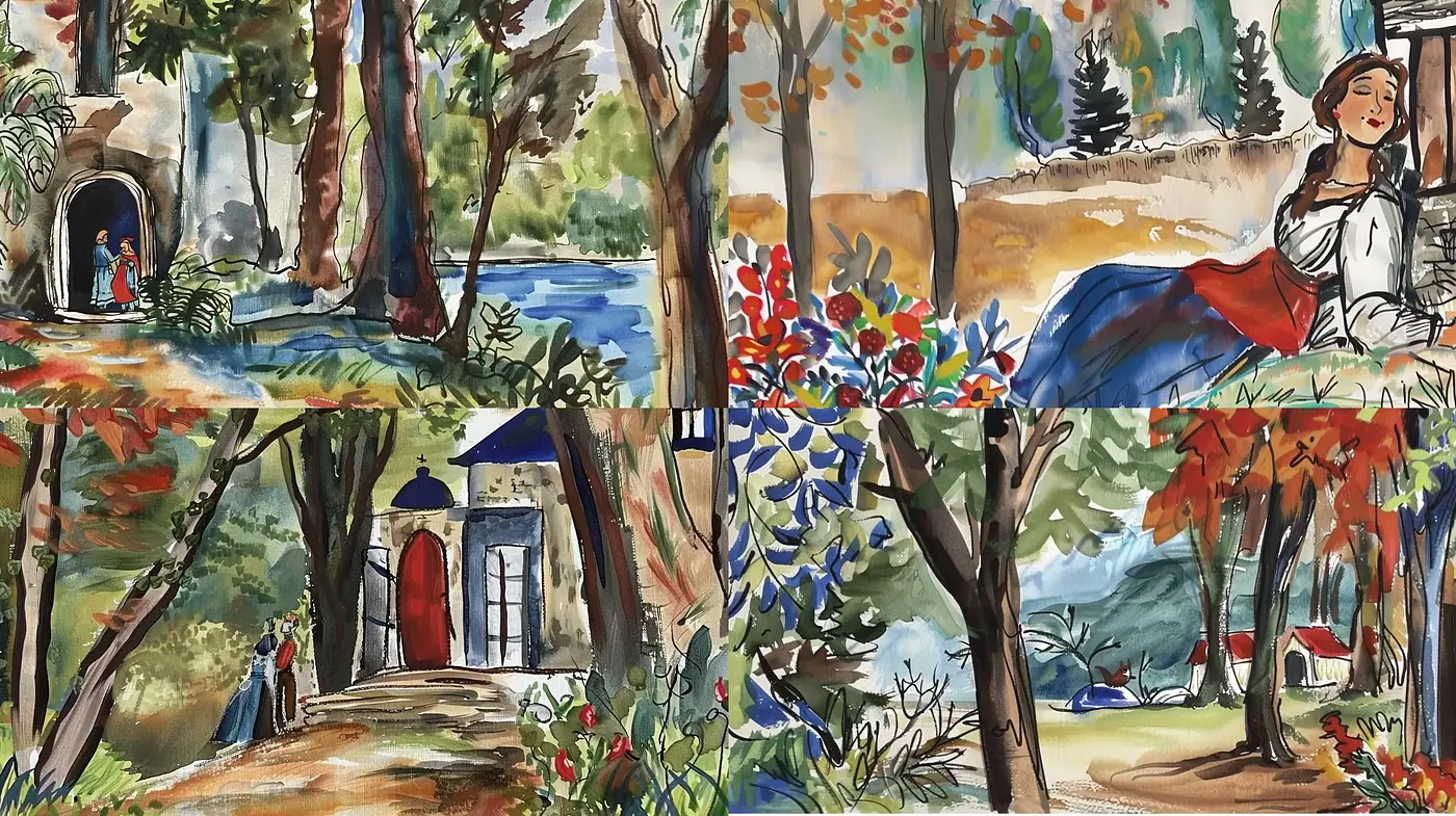 Serene Watercolor Dreamscape Collection - Midjourney sref style