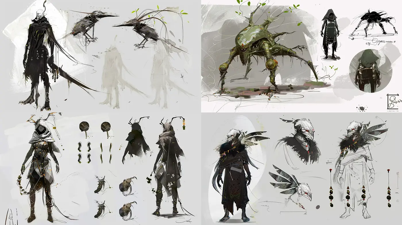 Gritty Fantasy Concept Artwork with a Dark Atmospheric Palette - Midjourney sref style