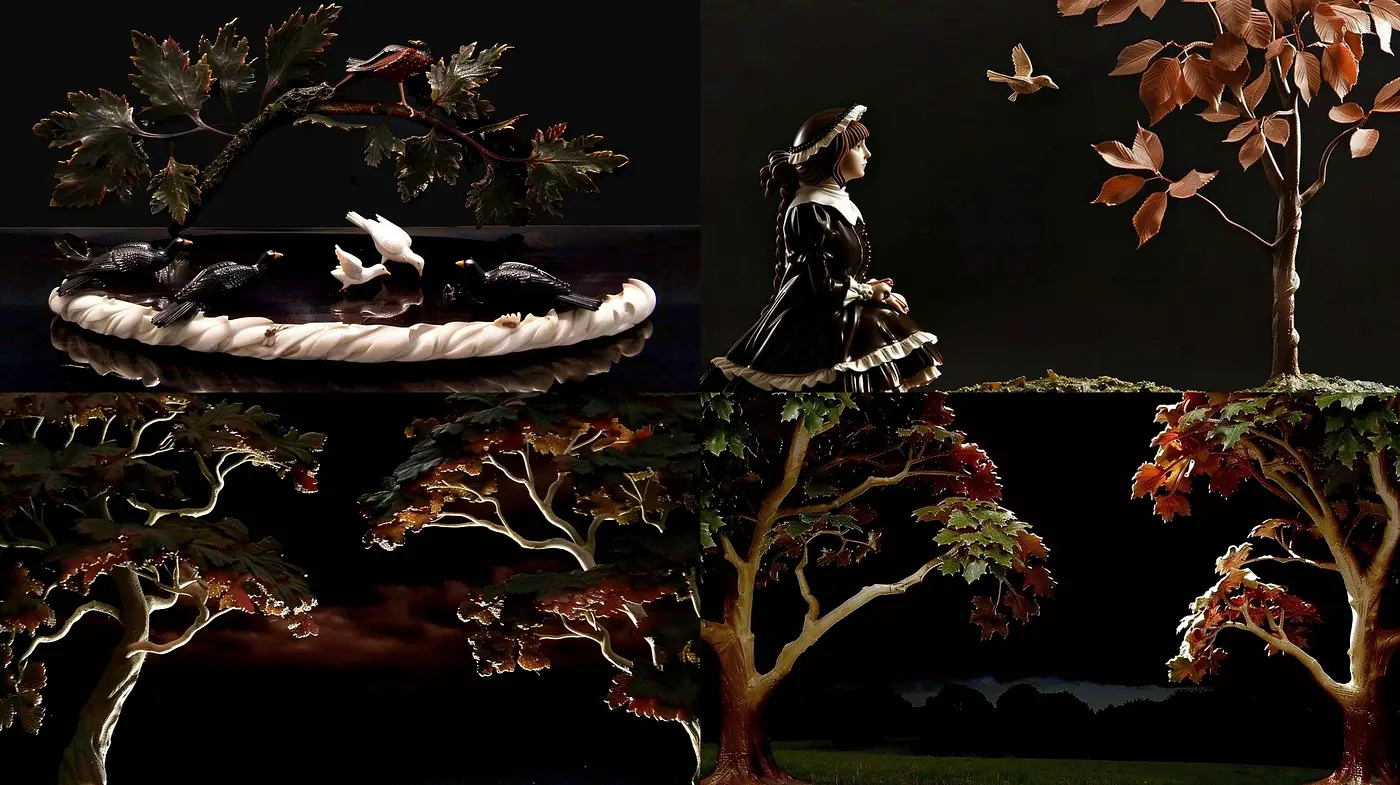 Twilight Dreamscapes: A Synthesis of Surreal Naturalism and Moody Tonal Symphonies - Midjourney sref style