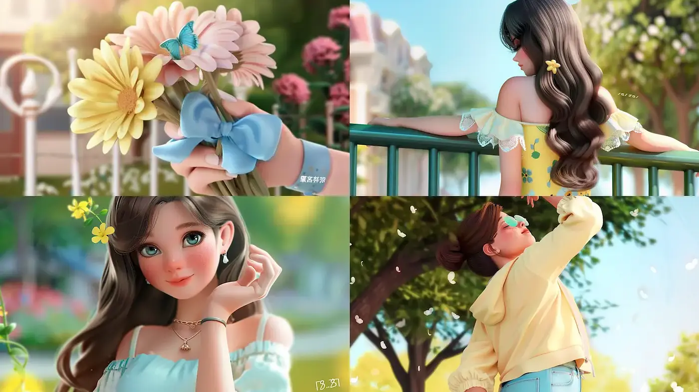 Charming and Whimsical Character Illustrations with Vibrant Spring Themes - Midjourney sref style