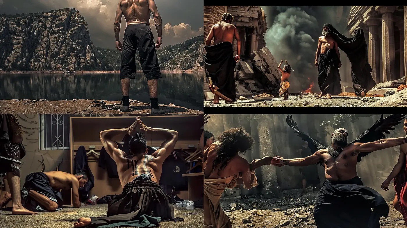 Epic Cinematic Tableaus with a Mythological Essence - Midjourney sref style