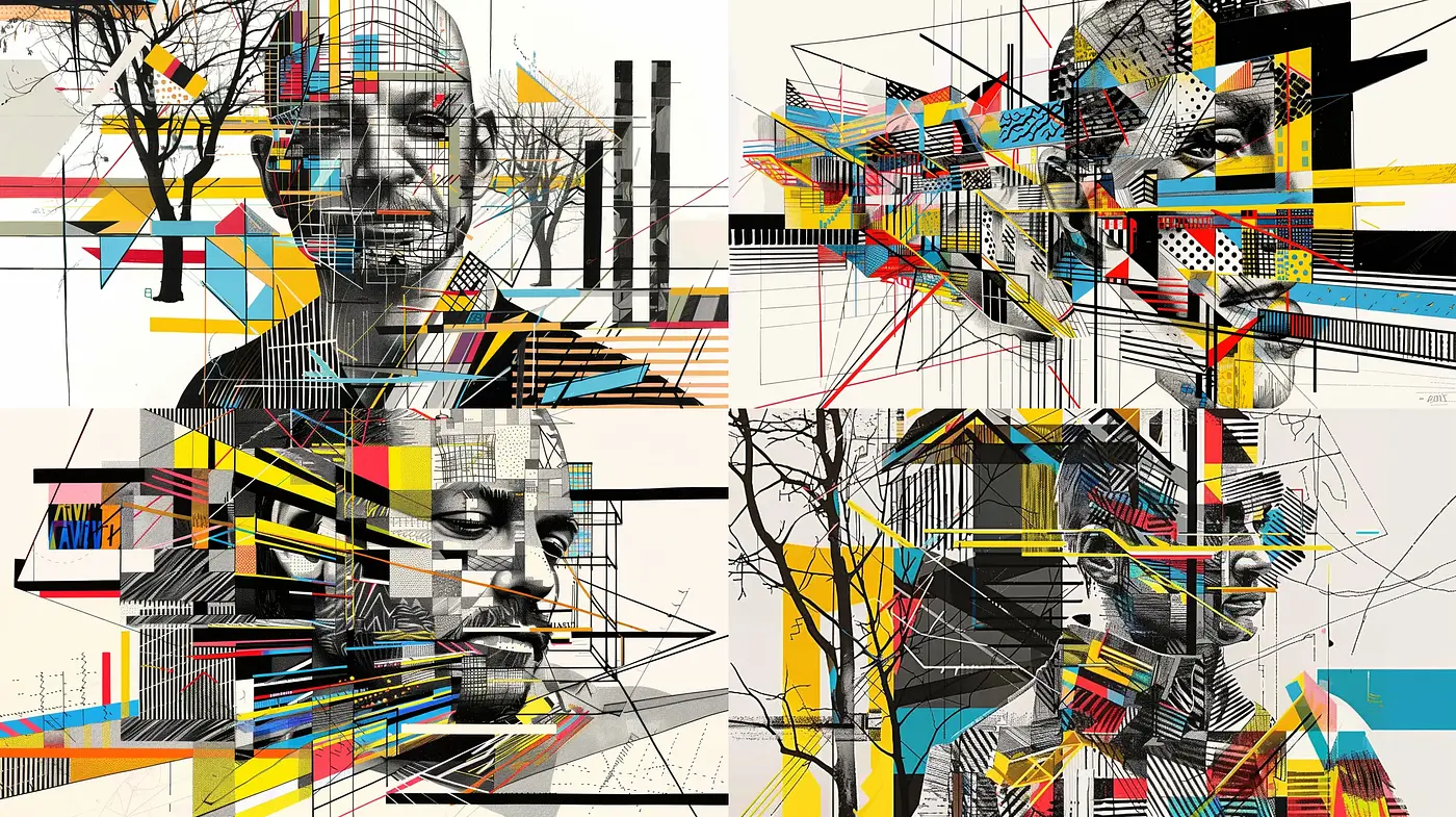 Geometric Synthesis in Portraiture - Midjourney sref style