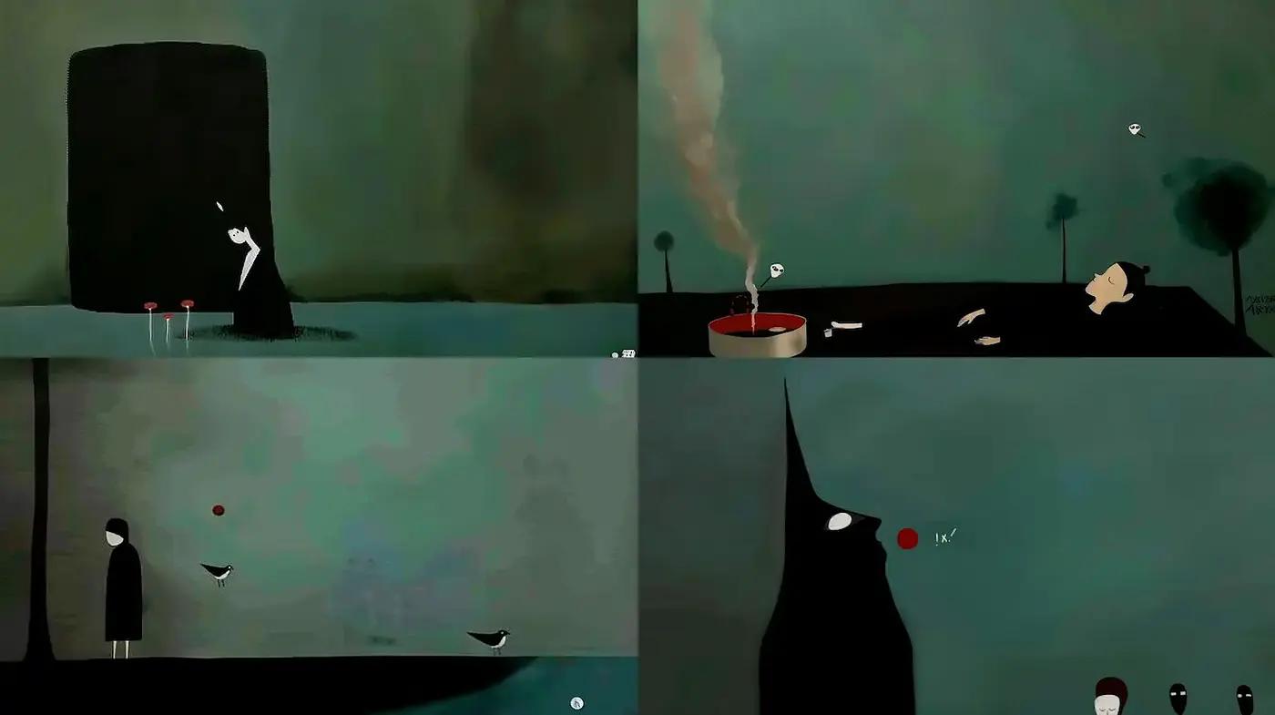 Surrealistic Exploration of Emotions Through Minimalist Art - Midjourney sref style