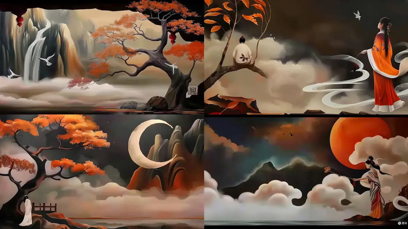 Serene and Ethereal Landscape Art with Eastern Influences - Midjourney sref style