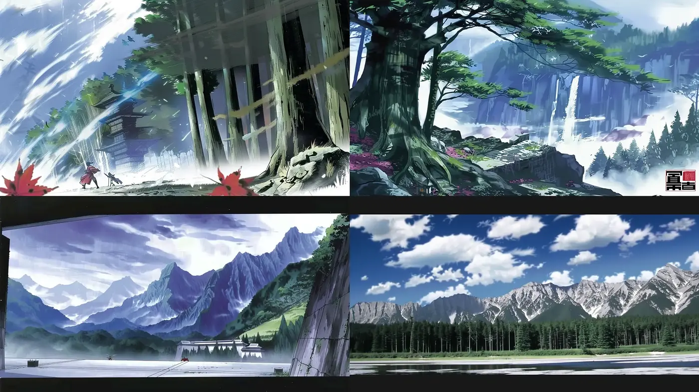 Ethereal Nature's Embrace: A Vision of Fantastical Landscapes in Vivid Brushstrokes - Midjourney sref style