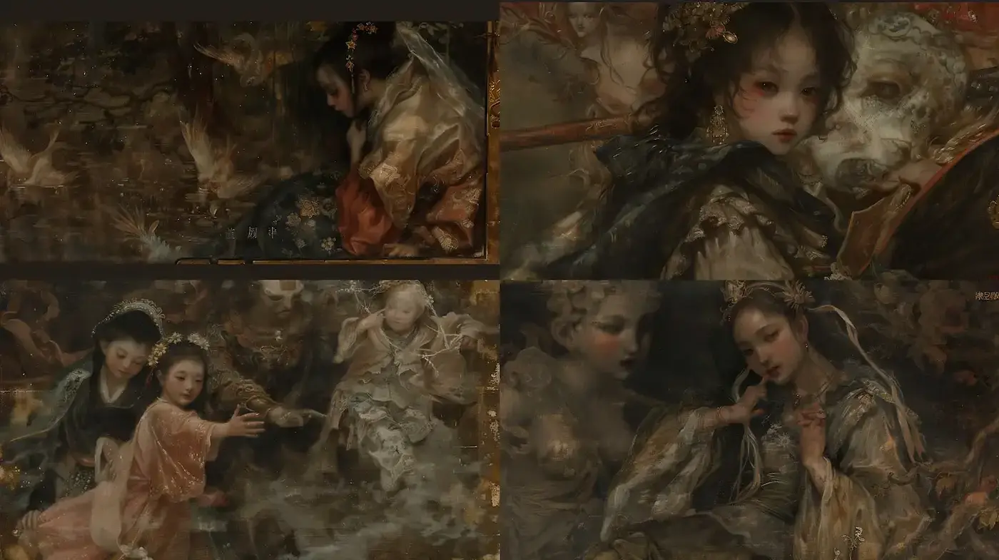 Enchanting and Ethereal Exploration of Historical Elegance and Mystique - Midjourney sref style