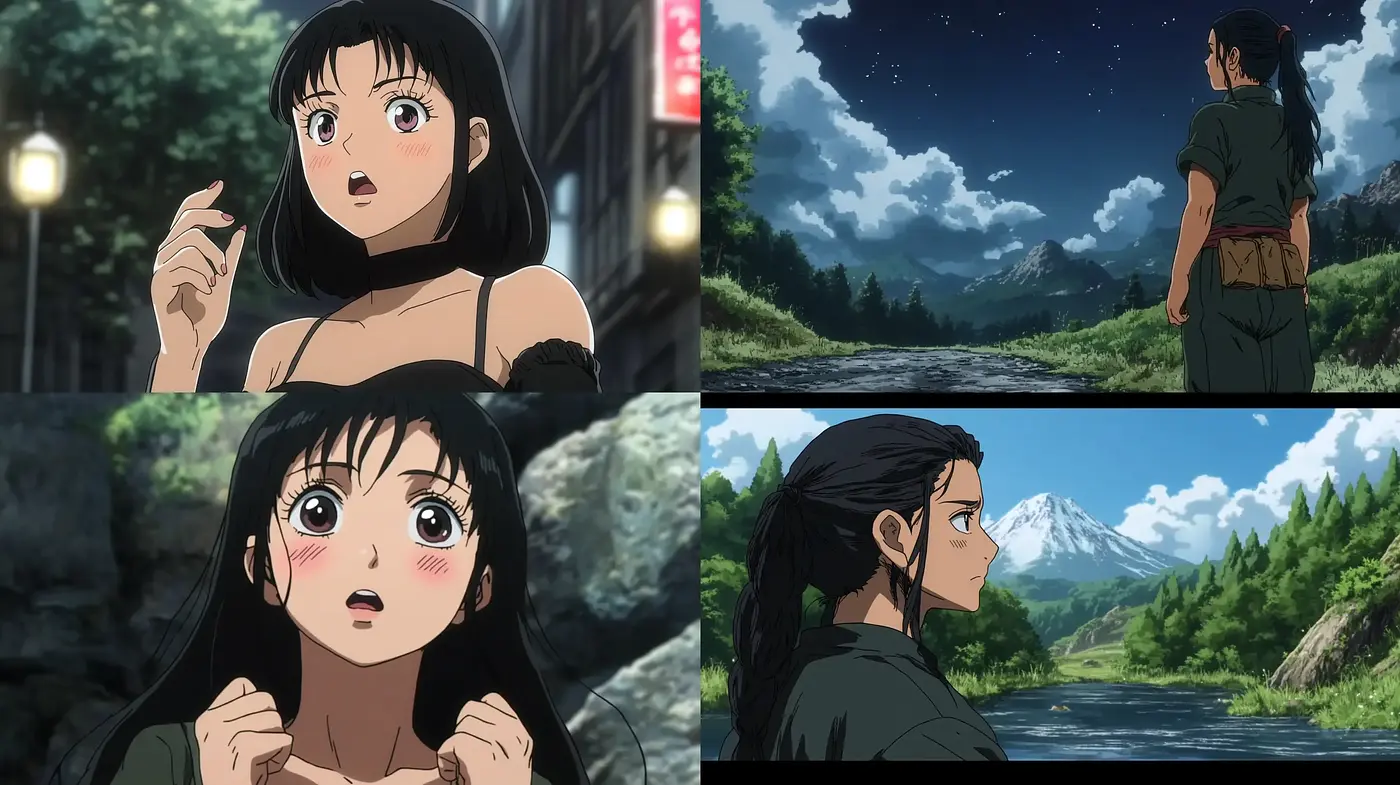 Consistent Elegance in Lush Anime Landscapes and Expressive Character Portrayal - Midjourney sref style