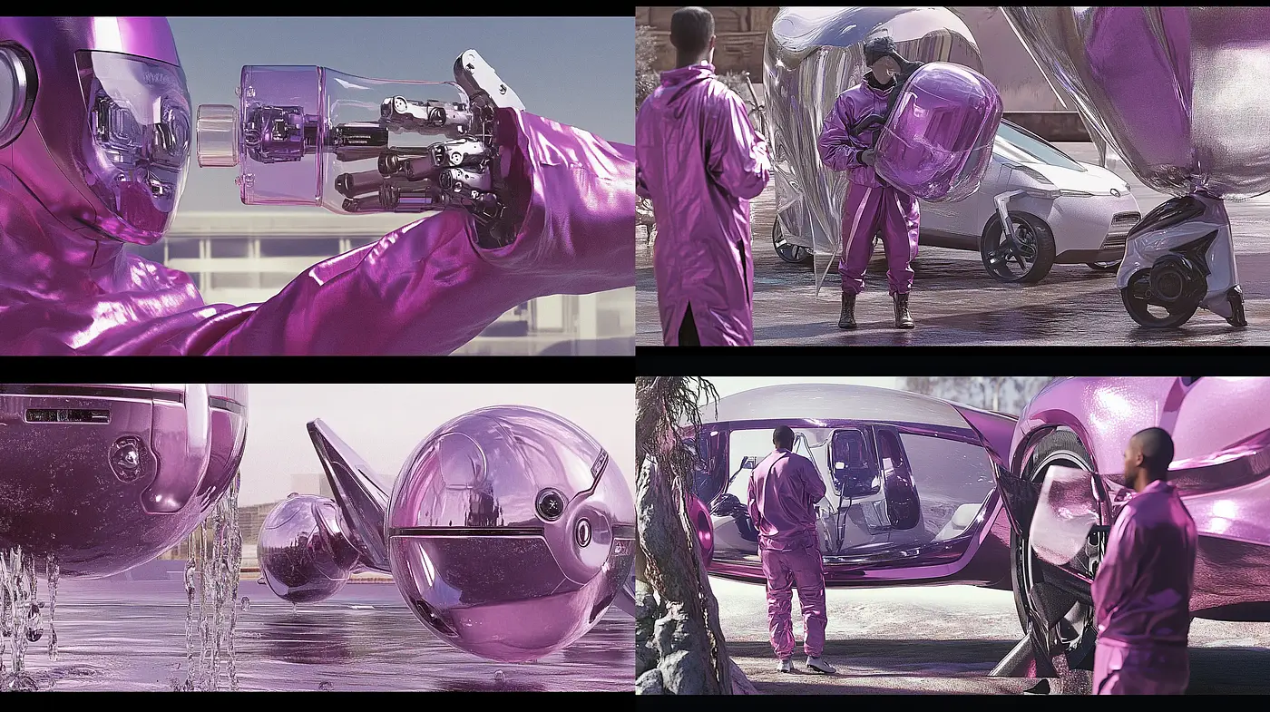 Futuristic Metallic Elegance in Muted Lavender Tones - Midjourney sref style