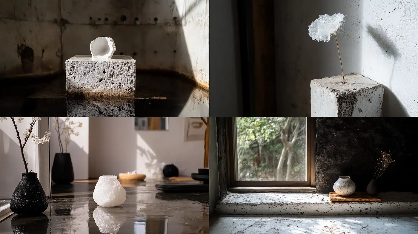 Serene Stillness in Monochrome Hues: An Ode to Textural Harmony - Midjourney sref style