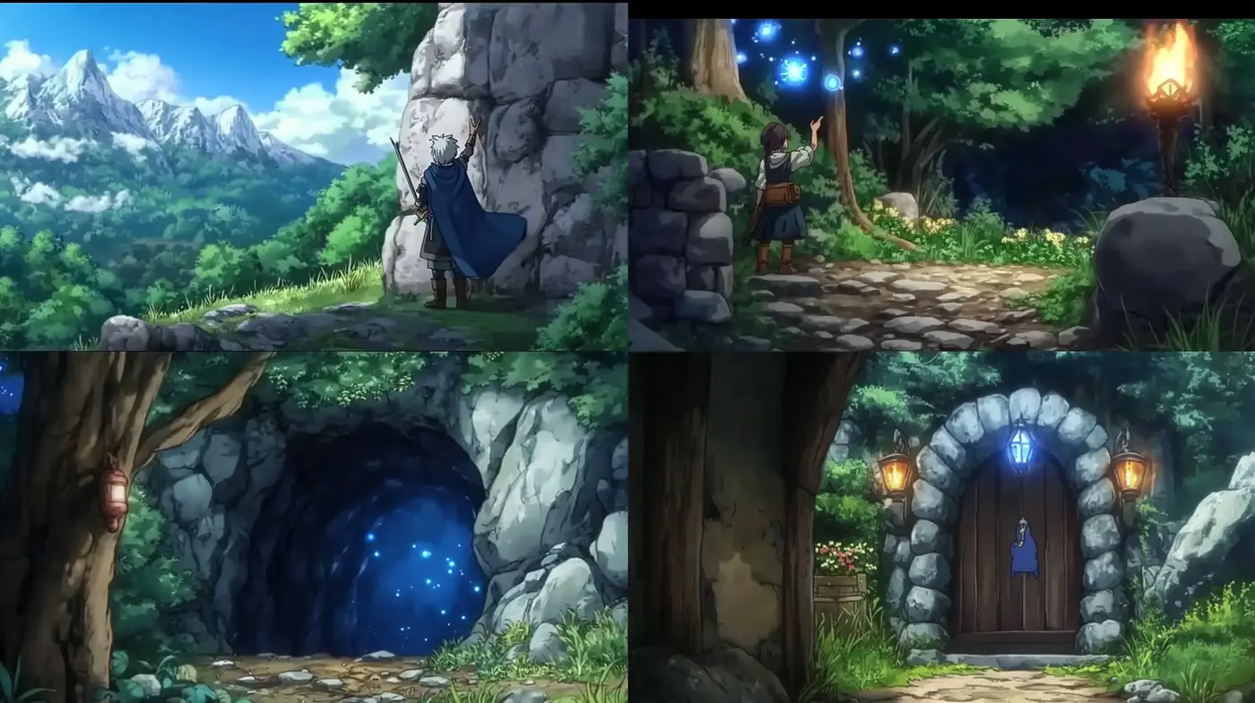 Enchanted Forest Gateway: A Homage to Anime Fantasy Realms - Midjourney sref style