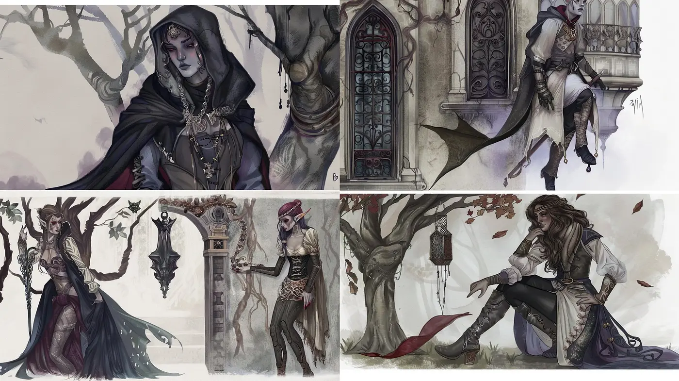 Ethereal Gothic Fantasy: An Artistic Fusion of Elegance and Melancholy - Midjourney sref style
