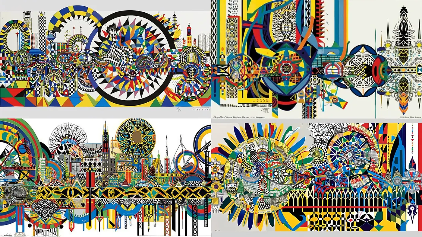 Kaleidoscopic Complexity: A Harmonious Blend of Geometric and Abstract Art - Midjourney sref style