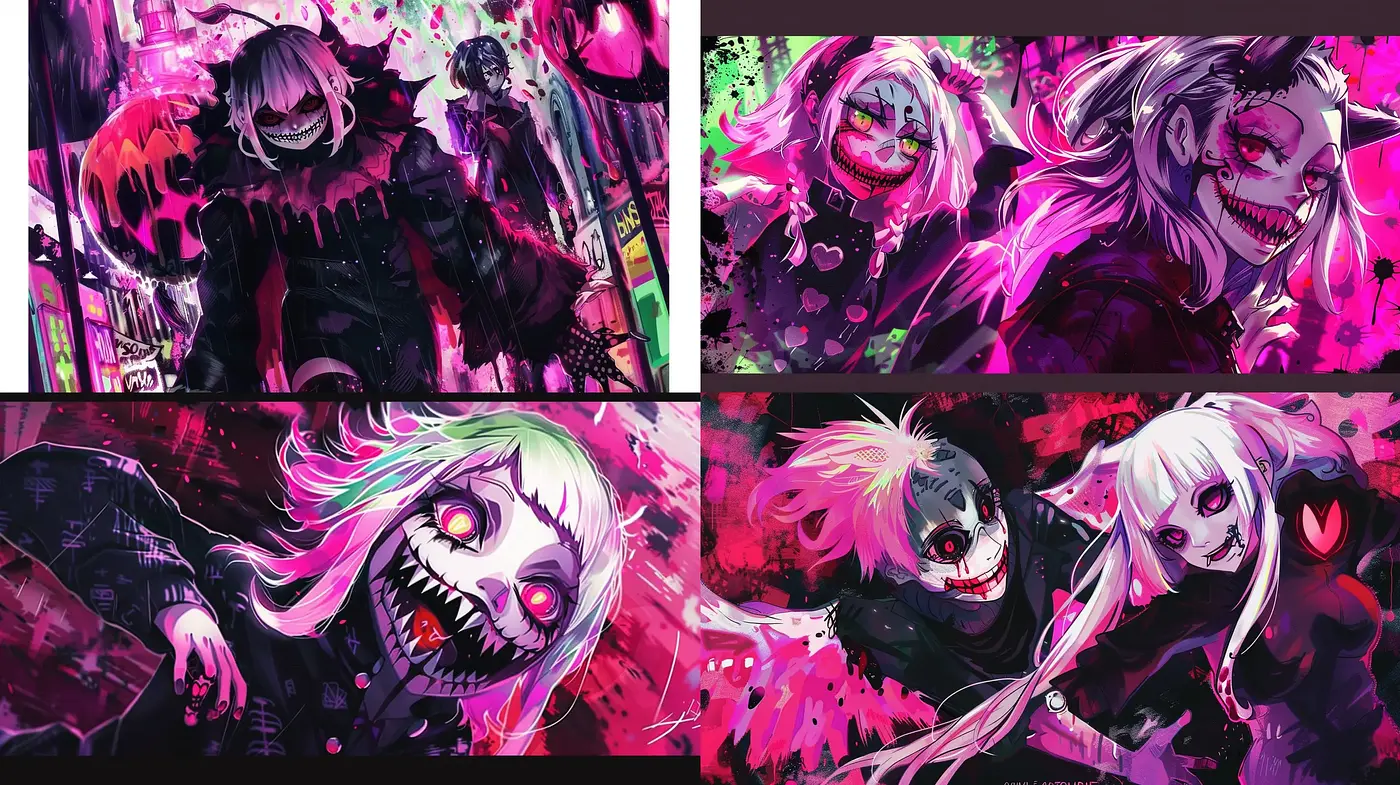 Eccentric Fusion of Horror and Vibrancy Art Style - Midjourney sref style
