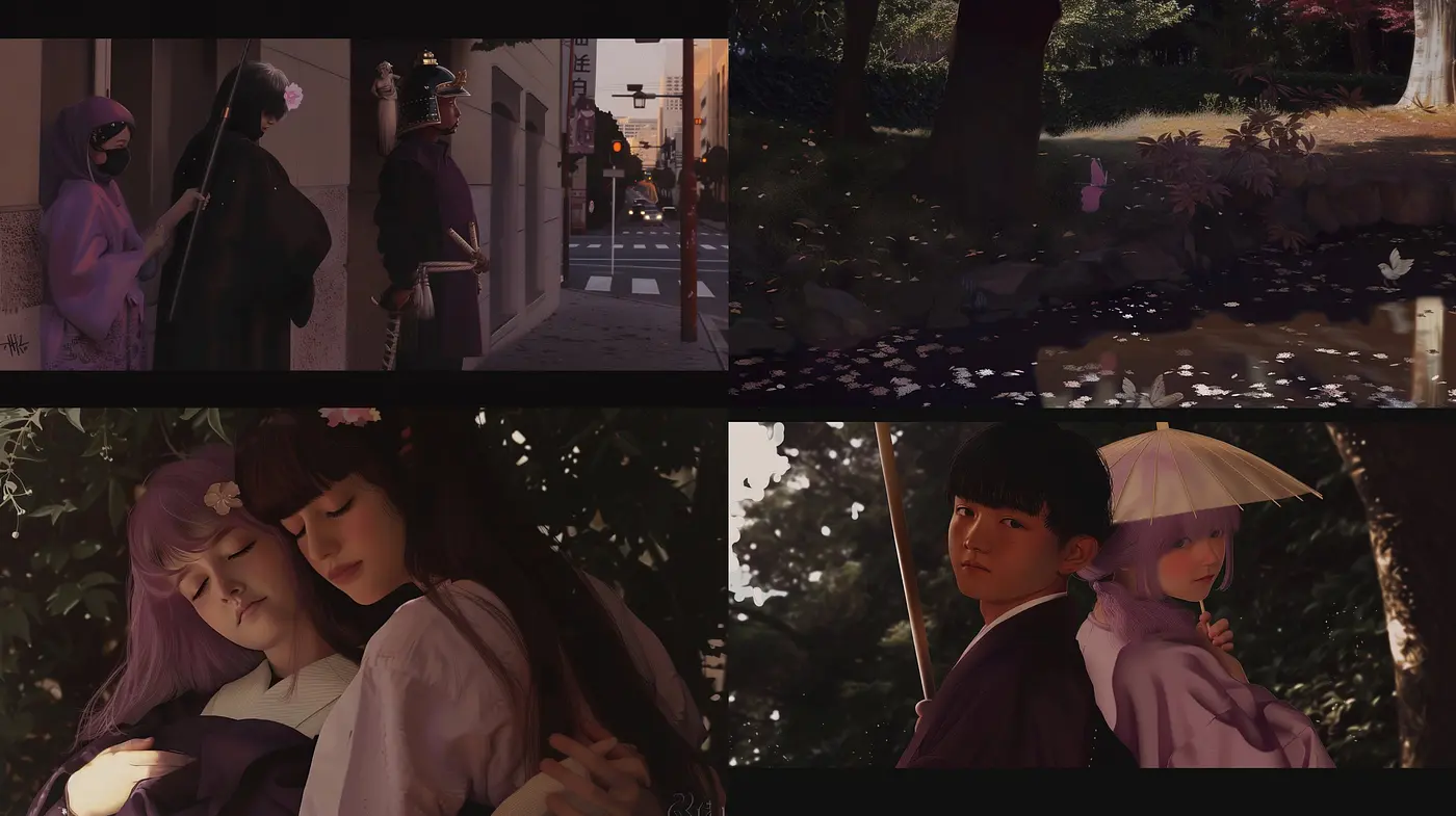 Twilight Serenity in Stylized Anime-Inspired Settings - Midjourney sref style