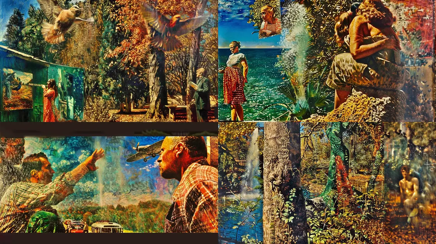 Enigmatic Tapestry of Vivid Dreams and Nature - Midjourney sref style