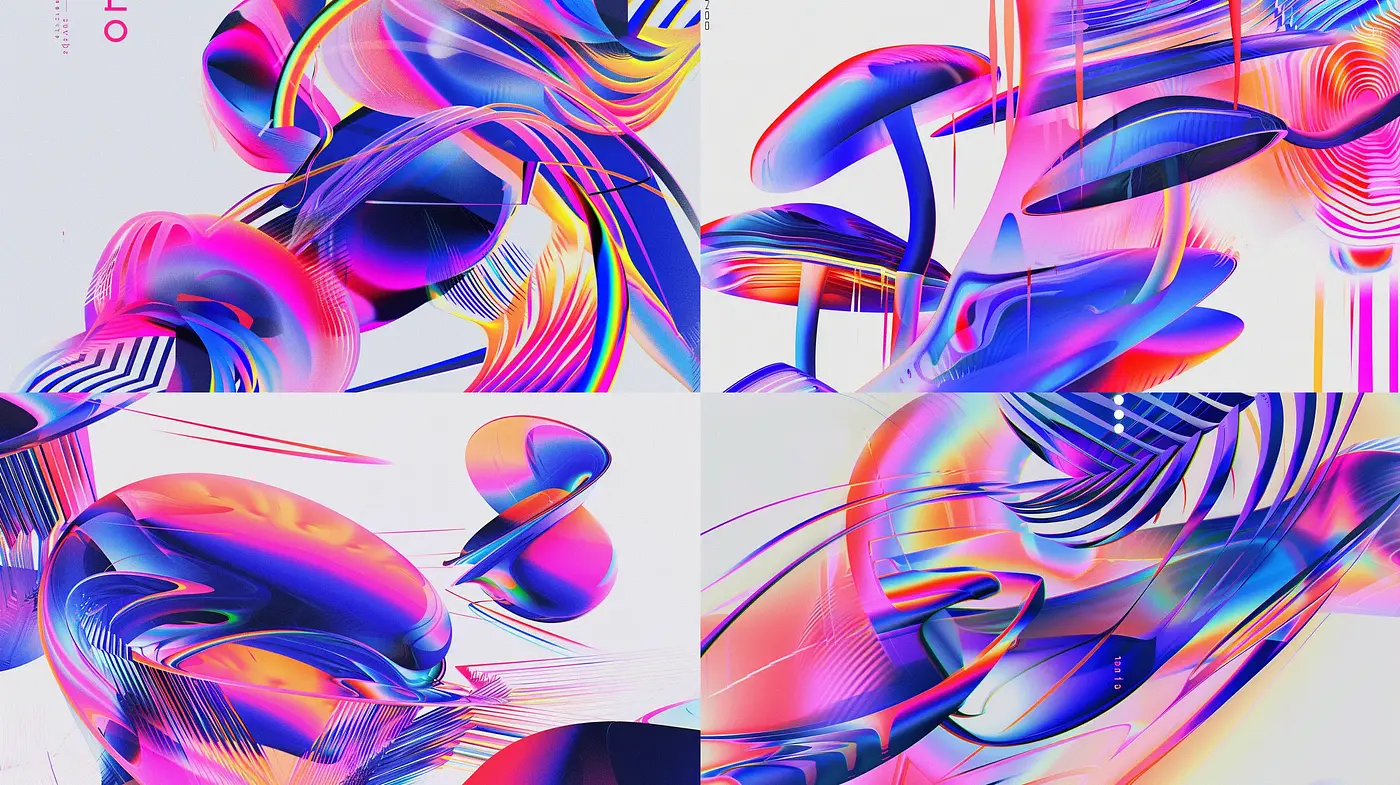 Futuristic Synthwave Fluency: A Digital Tapestry of Neon Abstraction - Midjourney sref style