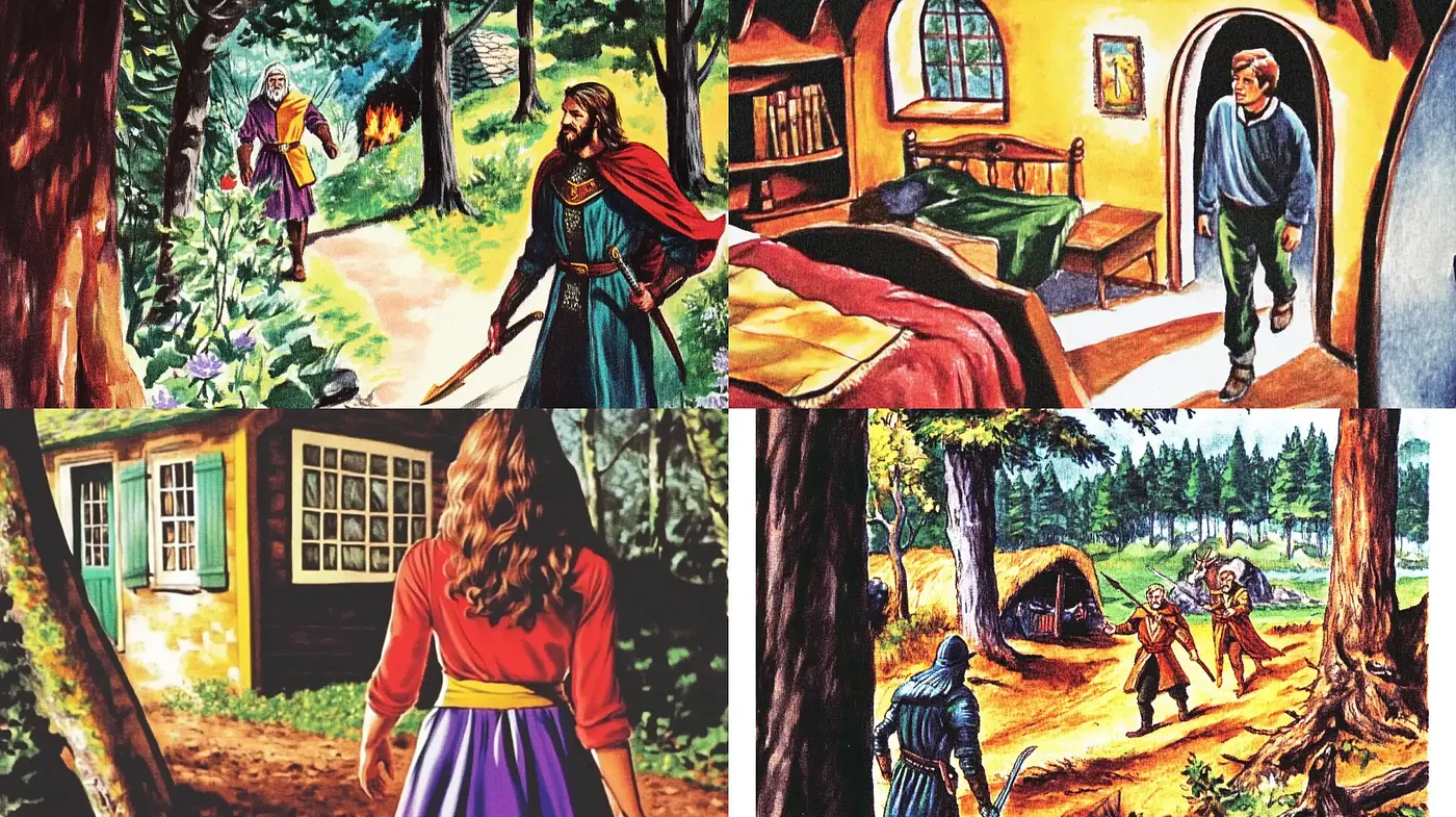 Enchanted Woodland Illustrative Vignettes - Midjourney sref style