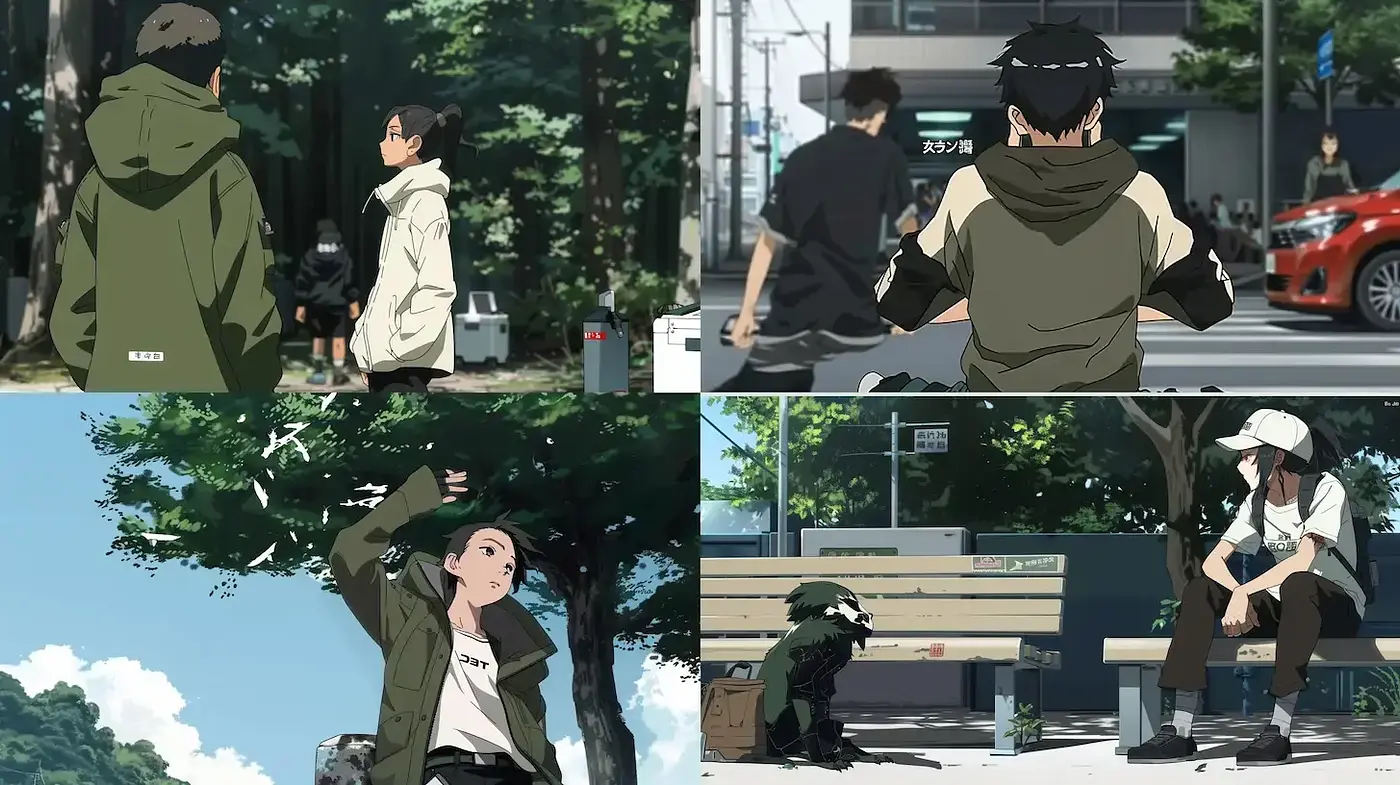 Contemporary Anime Style with Urban Themes and Natural Elements - Midjourney sref style