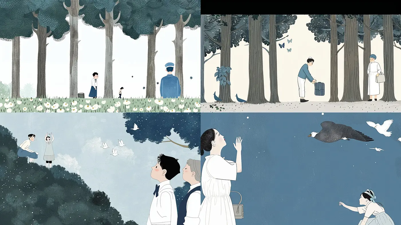 Serene Pastoral Elegance: A Cohesive Blend of Tranquil Nature and Delicate Human Interaction - Midjourney sref style
