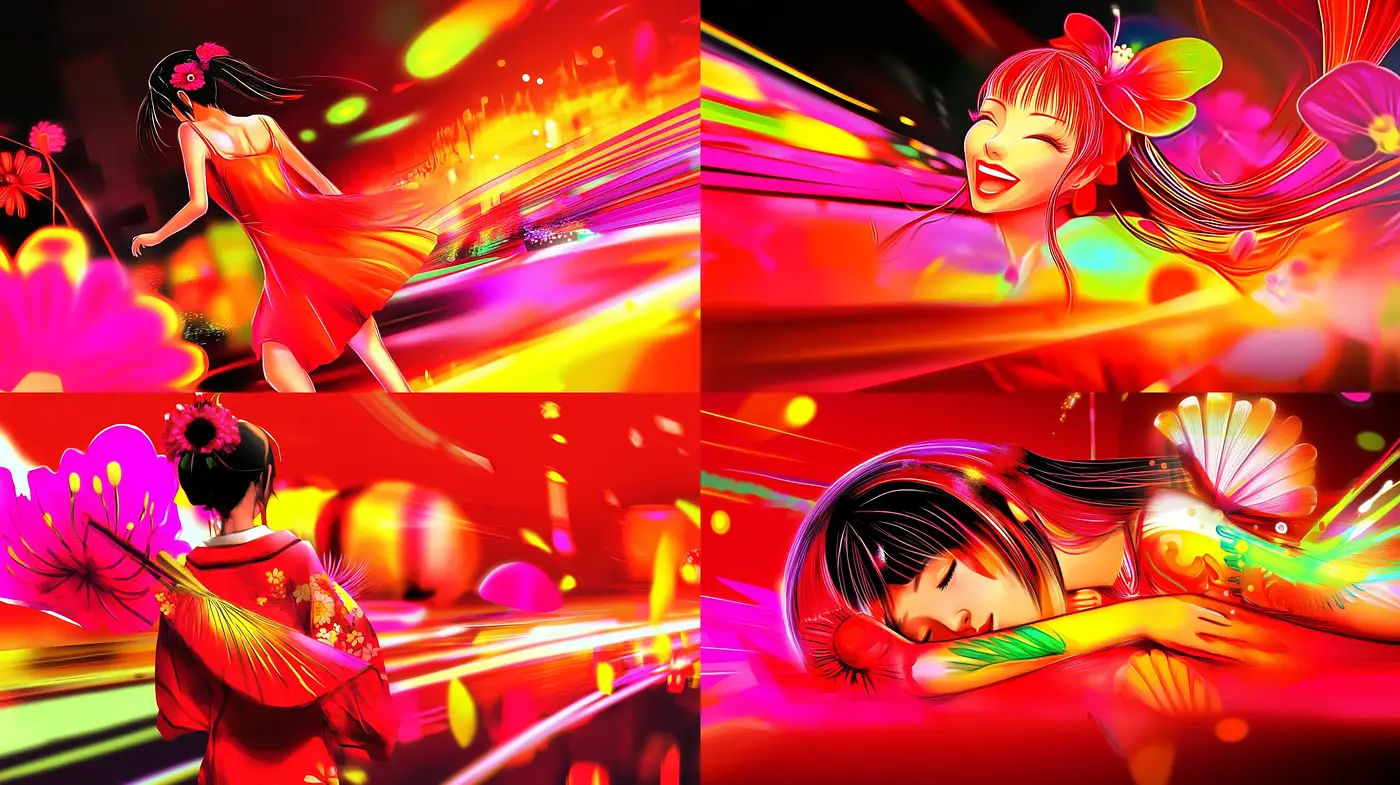 Vibrant Euphoria: A Symphony of Luminous Reds in Motion - Midjourney sref style