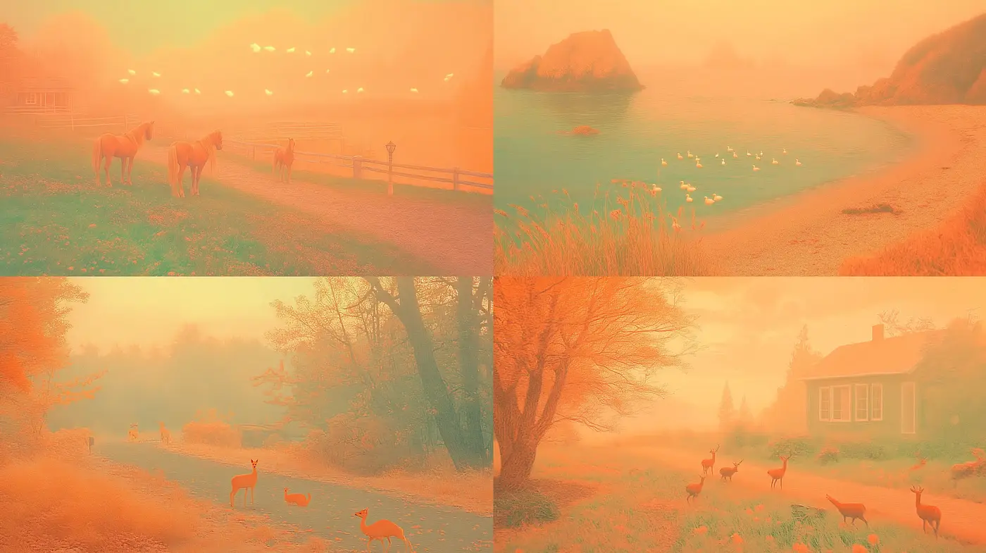 Ethereal Autumn Glow: A Harmonious Blend of Nature and Warmth in Art - Midjourney sref style