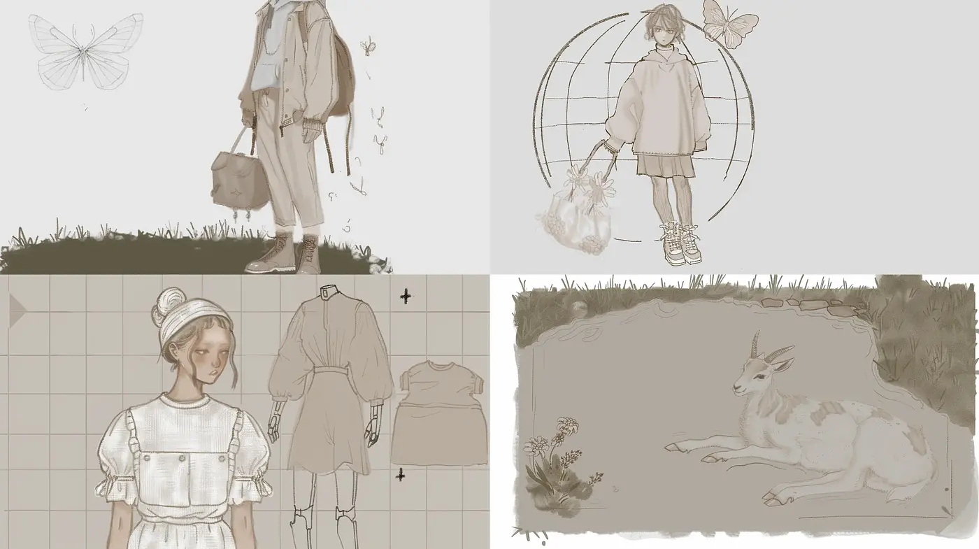 Sepia-Toned Storybook Illustration Collection - Midjourney sref style