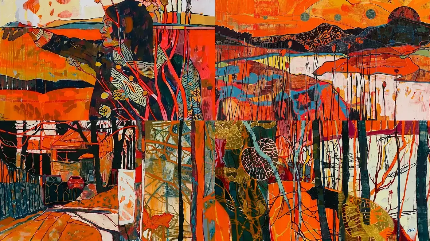 Vibrant Expressionism with Organic Patterns and Bold Color Contrast - Midjourney sref style