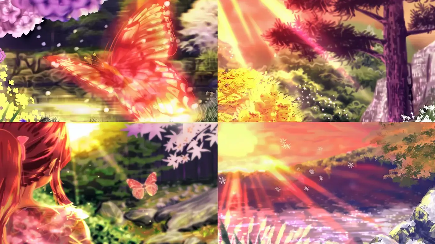 Serene Nature Scenes Captured in Vibrant Digital Art - Midjourney sref style