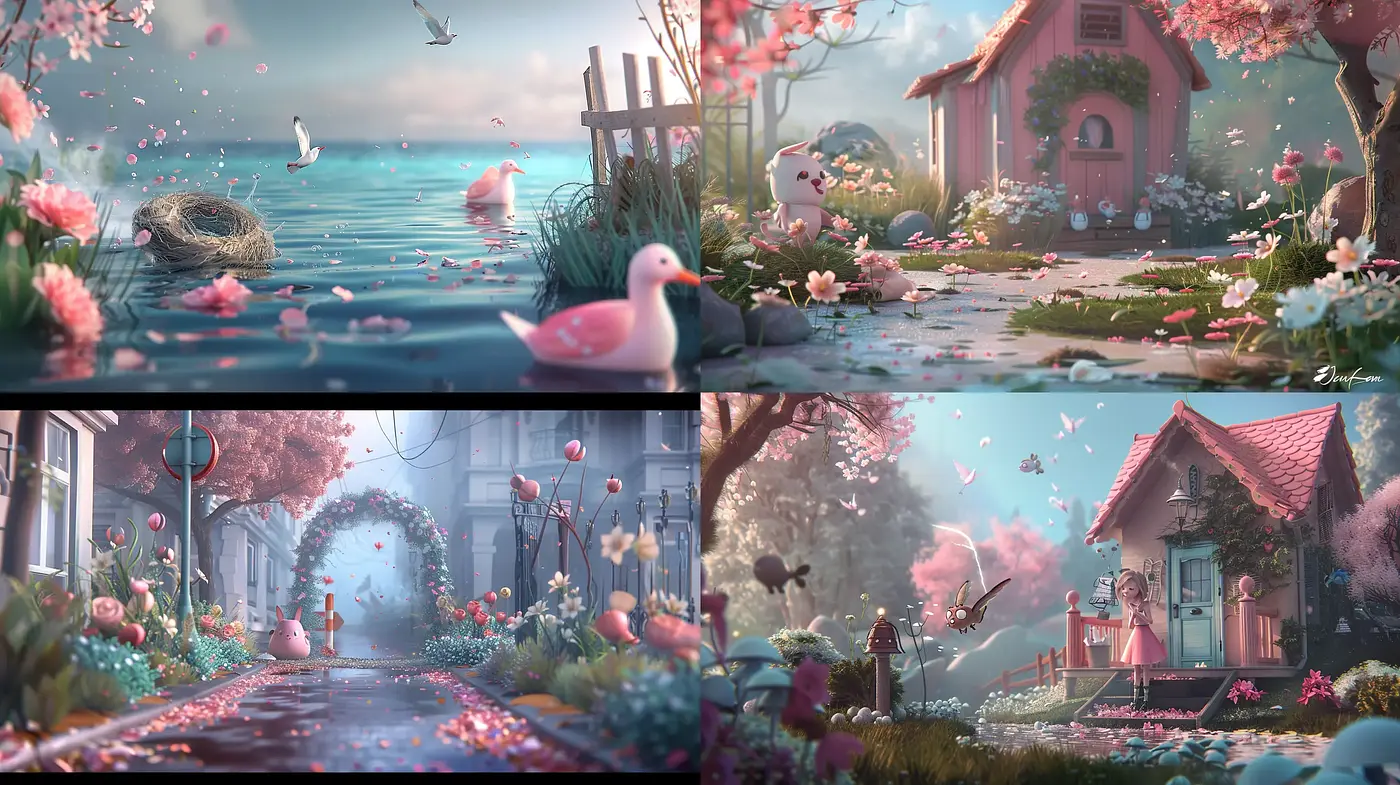 Enchanted Whimsical Gardens with Surreal Pastel Hues - Midjourney sref style